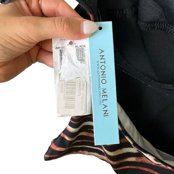 Antonio Melani NWT Tiger Animal Print Underwire Cut Out Tankini Swimsuit Top - Picture 10 of 13